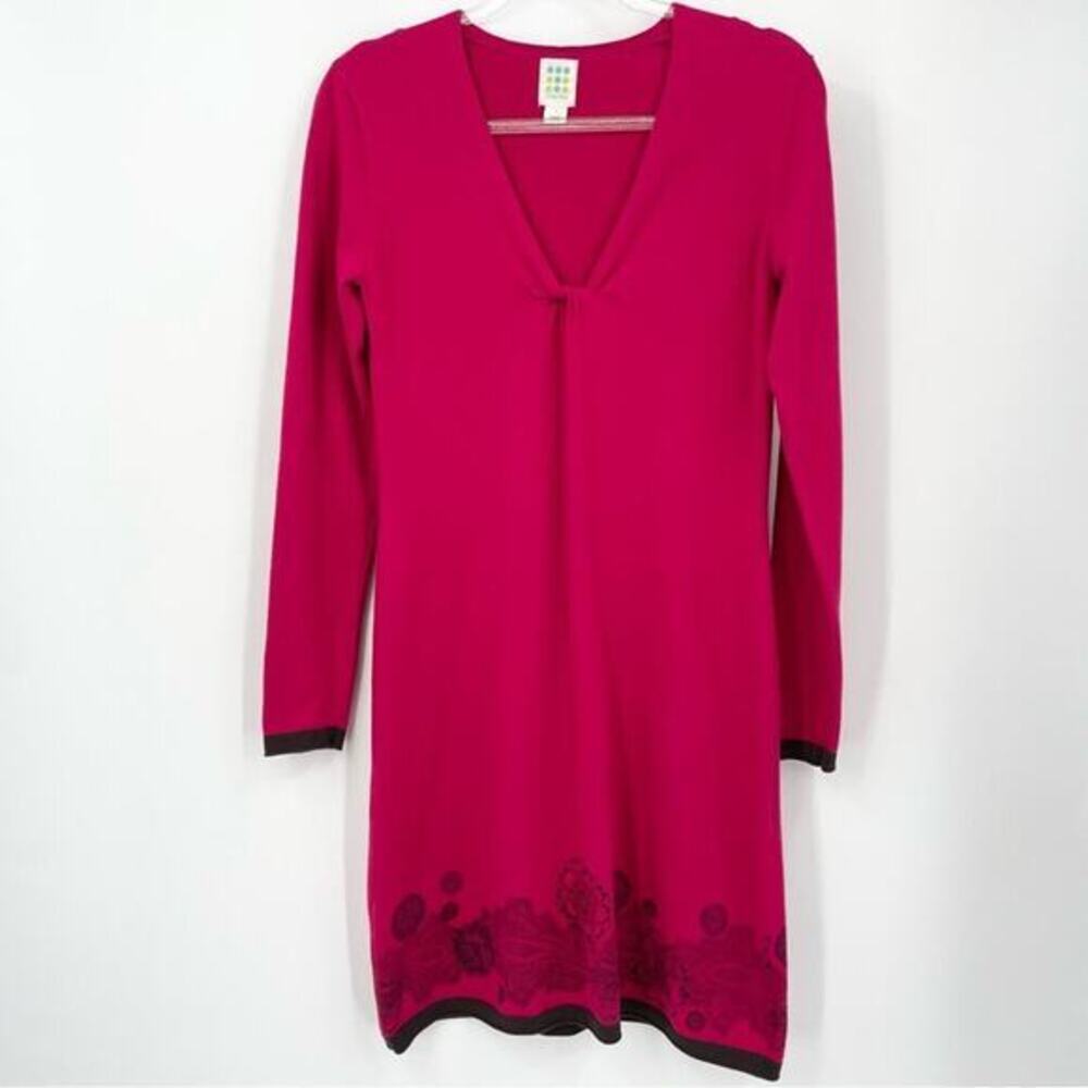 Title Nine Salt Sweater Dress‎ Size Small Floral Print Knit Pink Brown